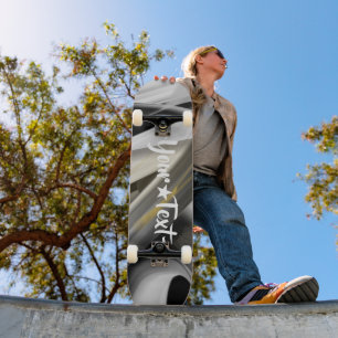 Skateboard Trend Abstrait Art Noir Blanc Or