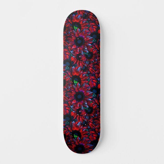 Skateboard Trendy Colorful Abstract Pink Sunflowers (Recto)