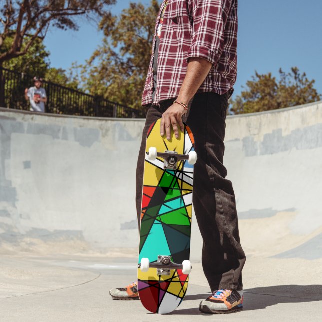 Skateboard Triangle Coloré Géométrique Moderne  (Extérieur 2)