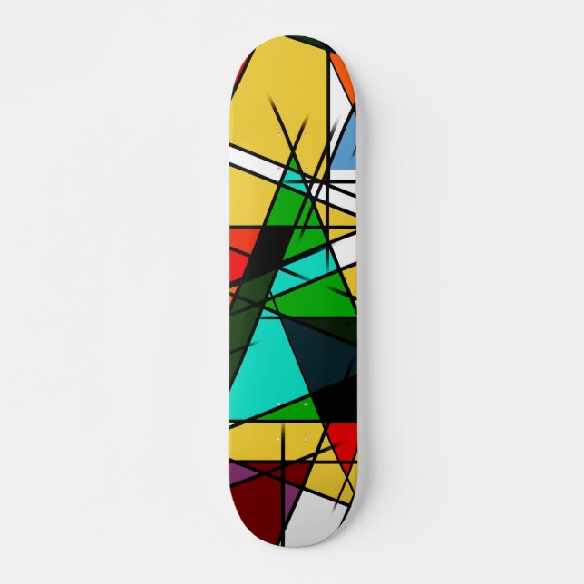 Skateboard Triangle Coloré Géométrique Moderne (Devant)