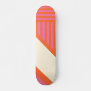Skateboard Triangle rayures en rose, orange et crème