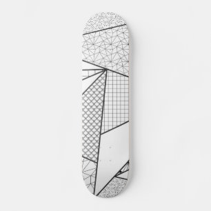 Skateboard Triangles blancs noirs modernes Motif géométrique