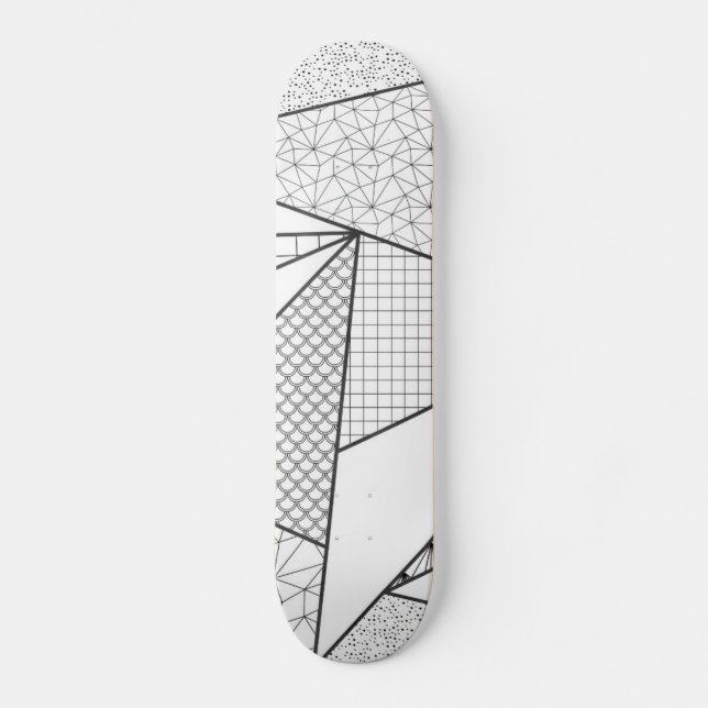 Skateboard Triangles blancs noirs modernes Motif géométrique (Recto)