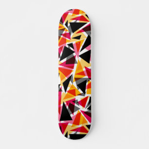 Skateboard Triangles, formes géométriques, jaune et rouge