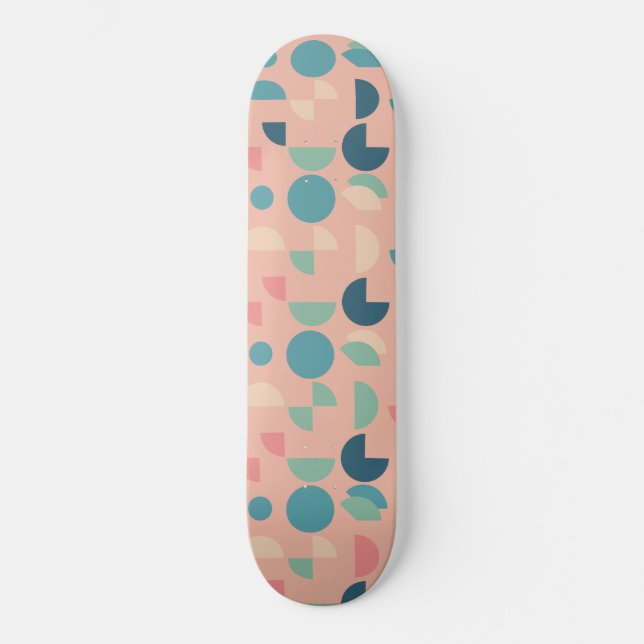 Skateboard Tribal géométrique moderne couleur rose rétro (Recto)
