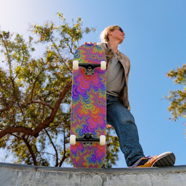 Skateboard Tripant Funky Gras Vibrant Arc-en-Ciel Abstrait Fr (Extérieur 1)