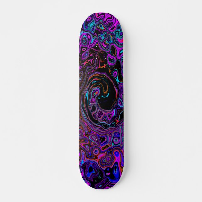 Skateboard Trippy Black et Magenta Retro Liquid Swirl (Devant)