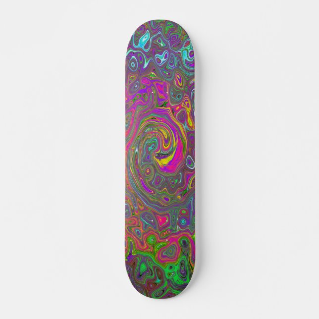 Skateboard Trippy Hot rose Abstrait Retro Liquid Swirl (Devant)