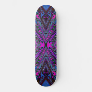 Skateboard Trippy Magenta, Bleu et Vert Papillon Abstrait