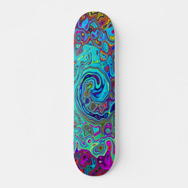 Skateboard Trippy Sky Blue Abstrait Retro Liquid Swirl (Devant)