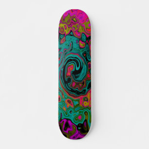 Skateboard Trippy Turquoise Abstrait Retro Liquid Swirl