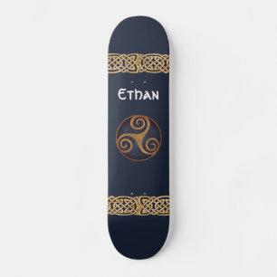 Skateboard Triskelion celtique (bleu) personnalisé