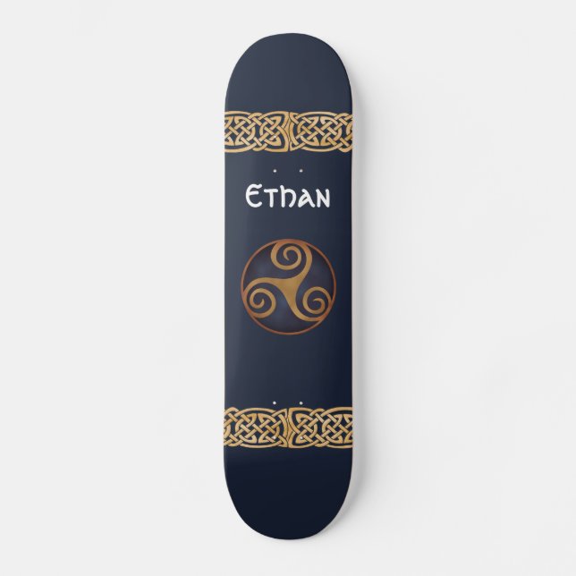 Skateboard Triskelion celtique (bleu) personnalisé (Recto)