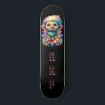 Skateboard *~* Troll AP89 Hippie Neon Noir Initiales Fleur<br><div class="desc">(Code de recherche AP89 pour les articles Troll et AP88 pour les articles de thème médiéval ) Transfert facile vers d'autres produits Zazzle. Patinage arrière - plan NOIR. Les couleurs Hippie NEON juste pop Personnaliser / Personnalisez vos INITIALES / MONOGRAM. Troll aux cheveux longs et marrants. Couleurs néons PLANCHES lumineuses....</div>