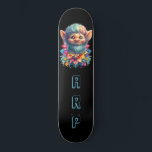 Skateboard *~* Troll de barbe AP89 Neon Arc-en-ciel Initiales<br><div class="desc">(Code de recherche AP89 pour les articles Troll et AP88 pour les articles de thème médiéval ) Transfert facile vers d'autres produits Zazzle. Patinage arrière - plan NOIR. Les couleurs vives et oh si heureux de NEON Rainbow couleurs juste pop les images TROLL et les LETTRES. Customisez / Personnalisez vos...</div>
