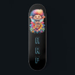 Skateboard *~* Troll doux AP89 Neon Arc-en-ciel Initiales Fle<br><div class="desc">(Code de recherche AP89 pour les articles Troll et AP88 pour les articles de thème médiéval ) Transfert facile vers d'autres produits Zazzle. Patinage arrière - plan NOIR. Les couleurs de l'arc-en-ciel NEON viennent juste de faire apparaître les images TROLL et les LETTRES. Customisez / Personnalisez vos INITIALES / MONOGRAM....</div>