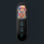 Skateboard *~* Troll doux AP89 Neon Arc-en-ciel Initiales Fle<br><div class="desc">(Code de recherche AP89 pour les articles Troll et AP88 pour les articles de thème médiéval ) Transfert facile vers d'autres produits Zazzle. Patinage arrière - plan NOIR. Les couleurs de l'arc-en-ciel NEON viennent juste de faire apparaître les images TROLL et les LETTRES. Customisez / Personnalisez vos INITIALES / MONOGRAM....</div>