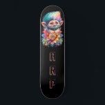 Skateboard *~* Troll Floral Sweet AP89 Initiales Neon Arc-en-<br><div class="desc">(Code de recherche AP89 pour les articles Troll et AP88 pour les articles de thème médiéval ) Transfert facile vers d'autres produits Zazzle. Patinage arrière - plan NOIR. Les couleurs vives et joyeuses de NEON Rainbow font apparaître les images TROLL et les LETTRES. Customisez / Personnalisez vos INITIALES / MONOGRAM....</div>
