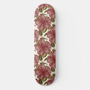 Skateboard Tropical flowers seamless pattern red flowers