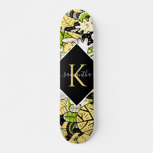 Skateboard Tropical Kawaii Forest Dessin de style Nom initial