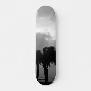 Skateboard Tropical Stormy Skies Grayscale