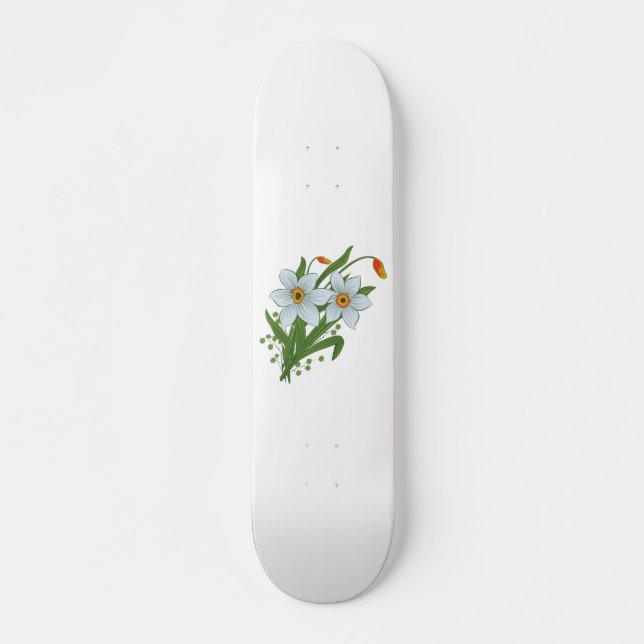 Skateboard Tulipes et fleurs de jonquilles (Devant)