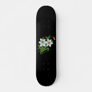 Skateboard Tulipes et jonquilles Fleurs Arrière - plan noir