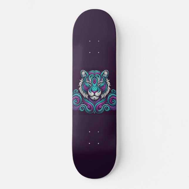 Skateboard Turq tourbillonnant & Tigre pourpre (Recto)