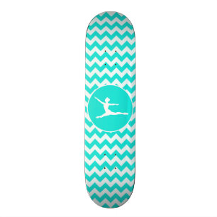 Skateboard Turquoise, Aqua Color Chevron; Ballet