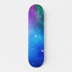 Skateboard Turquoise bleu violet étoile Nebula Space Galaxy U