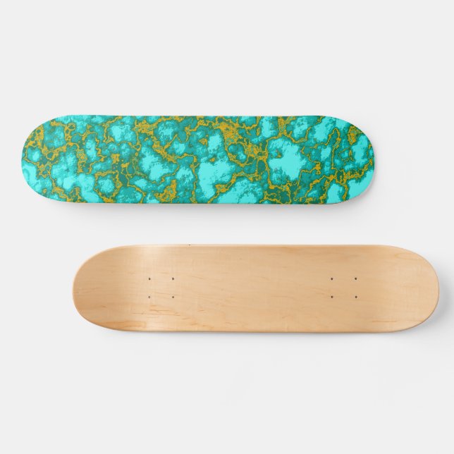 Skateboard Turquoise et or (Horz)
