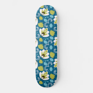 Skateboard Turquoise Floral Art Paisley Gardener Feuilles ver