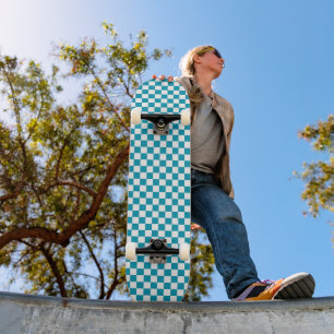 Skateboard Turquoise foncé à carreaux 
