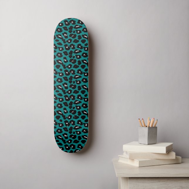 Skateboard Turquoise Leopard Cheetah Imprimer Cool Mur Art (Art mural)