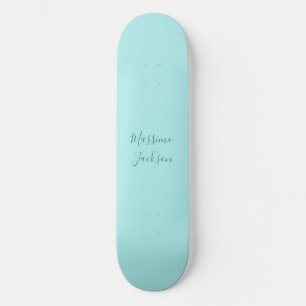 Skateboard Turquoise Pâle Minimaliste Ajouter un Nom Personna