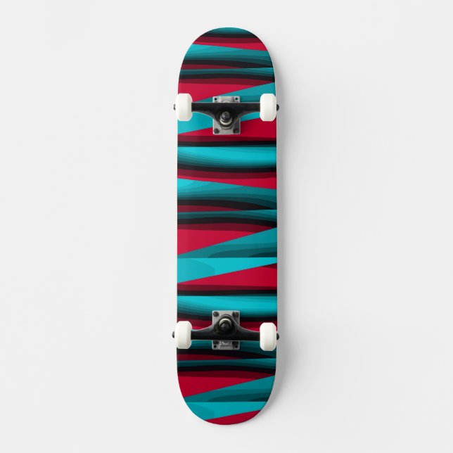 Skateboard Turquoise-rouge Abstrait (Recto)