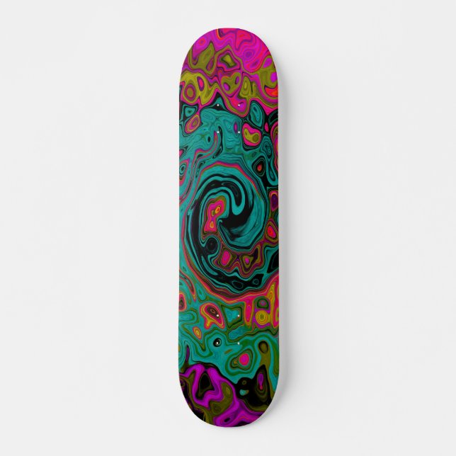 Skateboard Turquoise Tripant Abstrait Rétro Tourbillon Liquid (Devant)