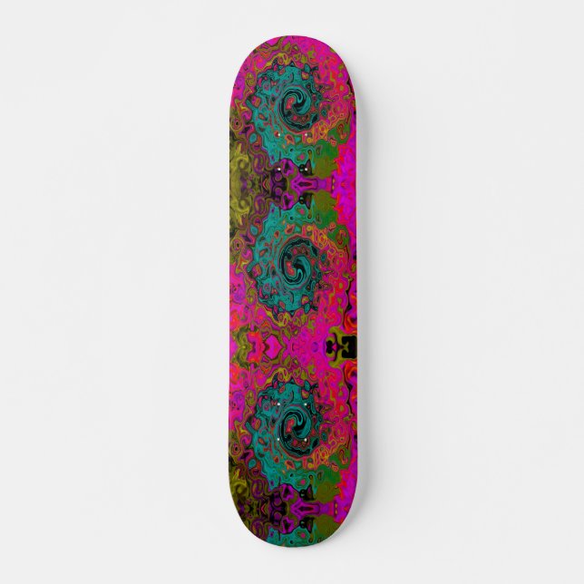Skateboard Turquoise Trippeyant Abstrait Rétro Tourbillon Liq (Devant)