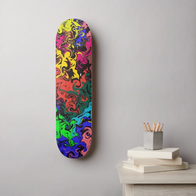 Skateboard Twirly coloré Abstrait / (Art mural)
