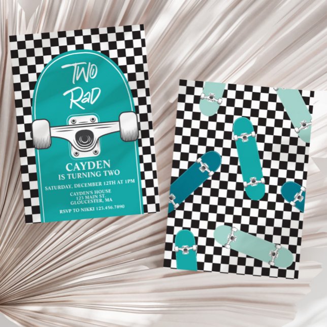 Skateboard Two Rad 2nd Birthday Invitation (Créateur téléchargé)