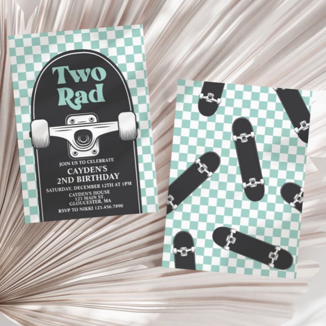 Skateboard Two Rad 2nd Birthday Invitation (Créateur téléchargé)