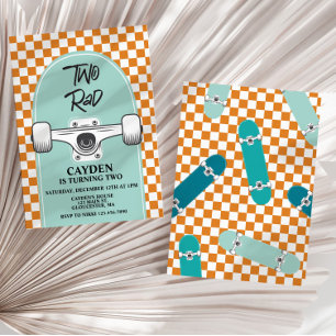 Skateboard Two Rad Anniversday Invitation