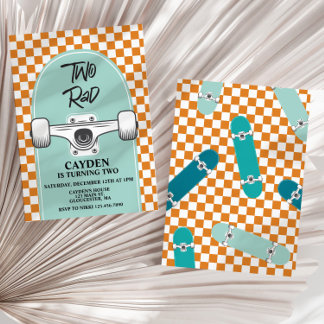 Skateboard Two Rad Anniversday Invitation