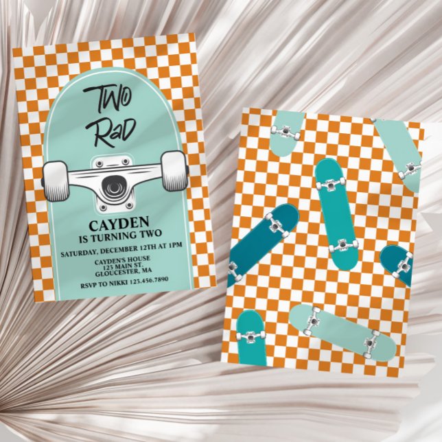 Skateboard Two Rad Anniversday Invitation (Créateur téléchargé)