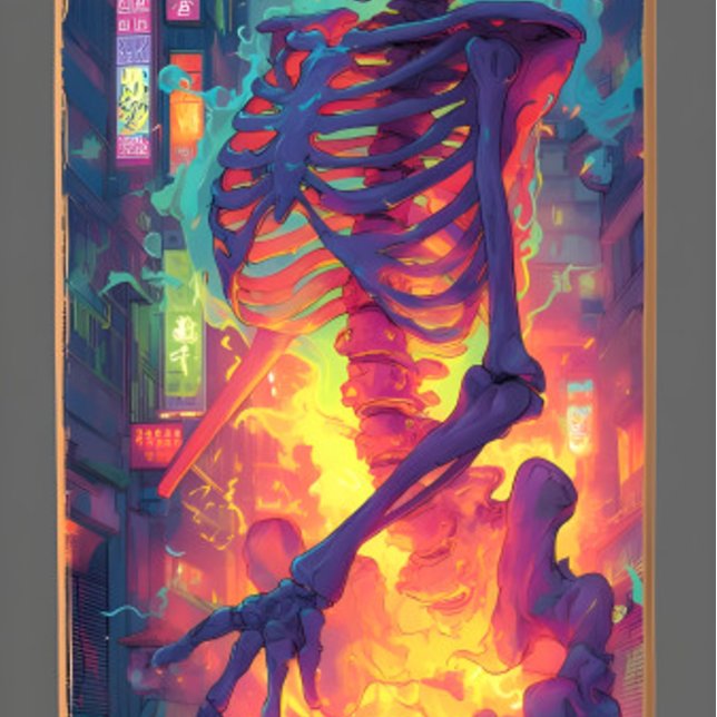 Skateboard Ukiyo-E Skeleton Electric Graffiti Art | Fant fonc (Créateur téléchargé)