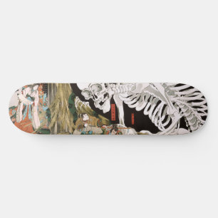 Skateboard Ukiyo-e vintage : l'art du spectre de squelette de