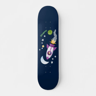 Skateboard Un adorable vaisseau-fusée dans l'espace dessin an