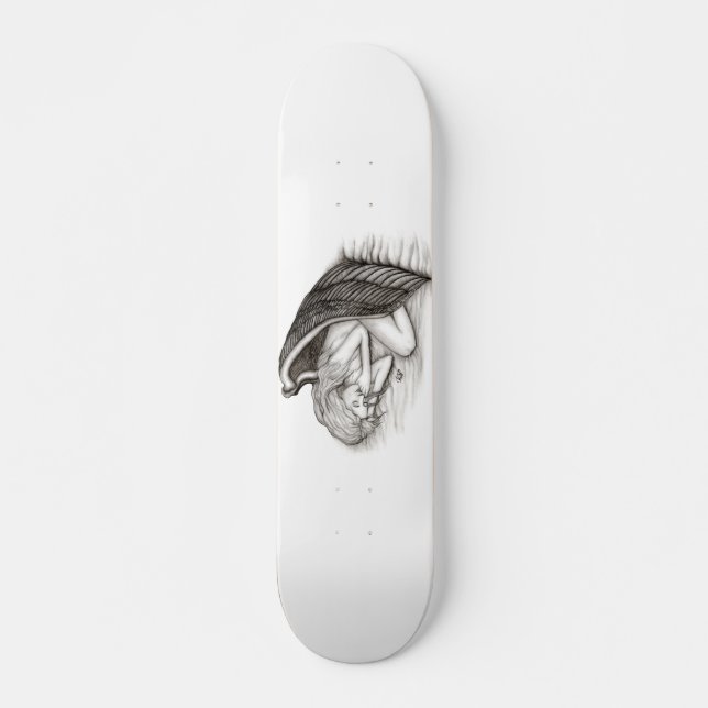 Skateboard Un Angel endormi, noir et blanc (Devant)