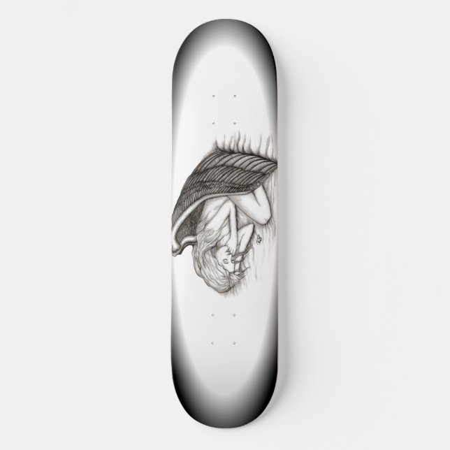 Skateboard Un Angel endormi, noir et blanc (Recto)
