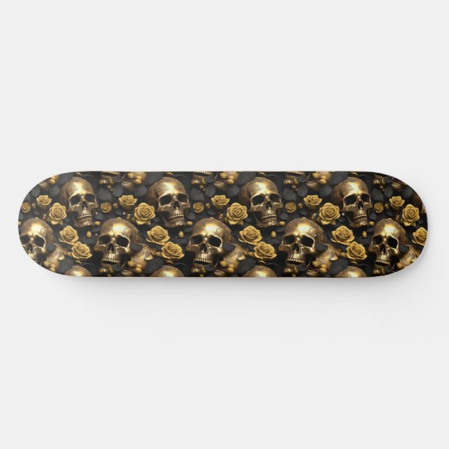 Skateboard Un design de la série A Skull and Roses 8 (Horz)